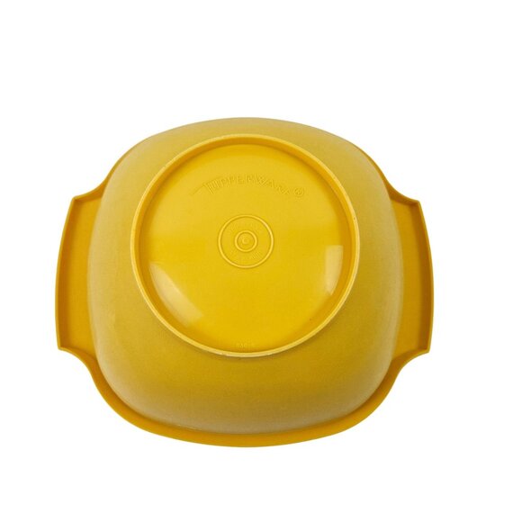 Vintage Tupperware Bowl Square Servalier Harvest Gold Sunburst Lid 6 cup Yellow - Picture 8 of 12